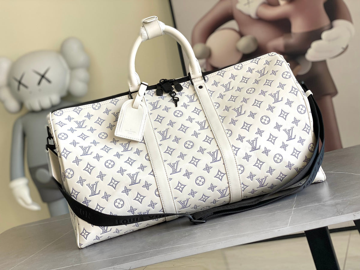 Louis Vuitton Keepall Bandoulière 50 Monogram White/Grey Duffle Bag