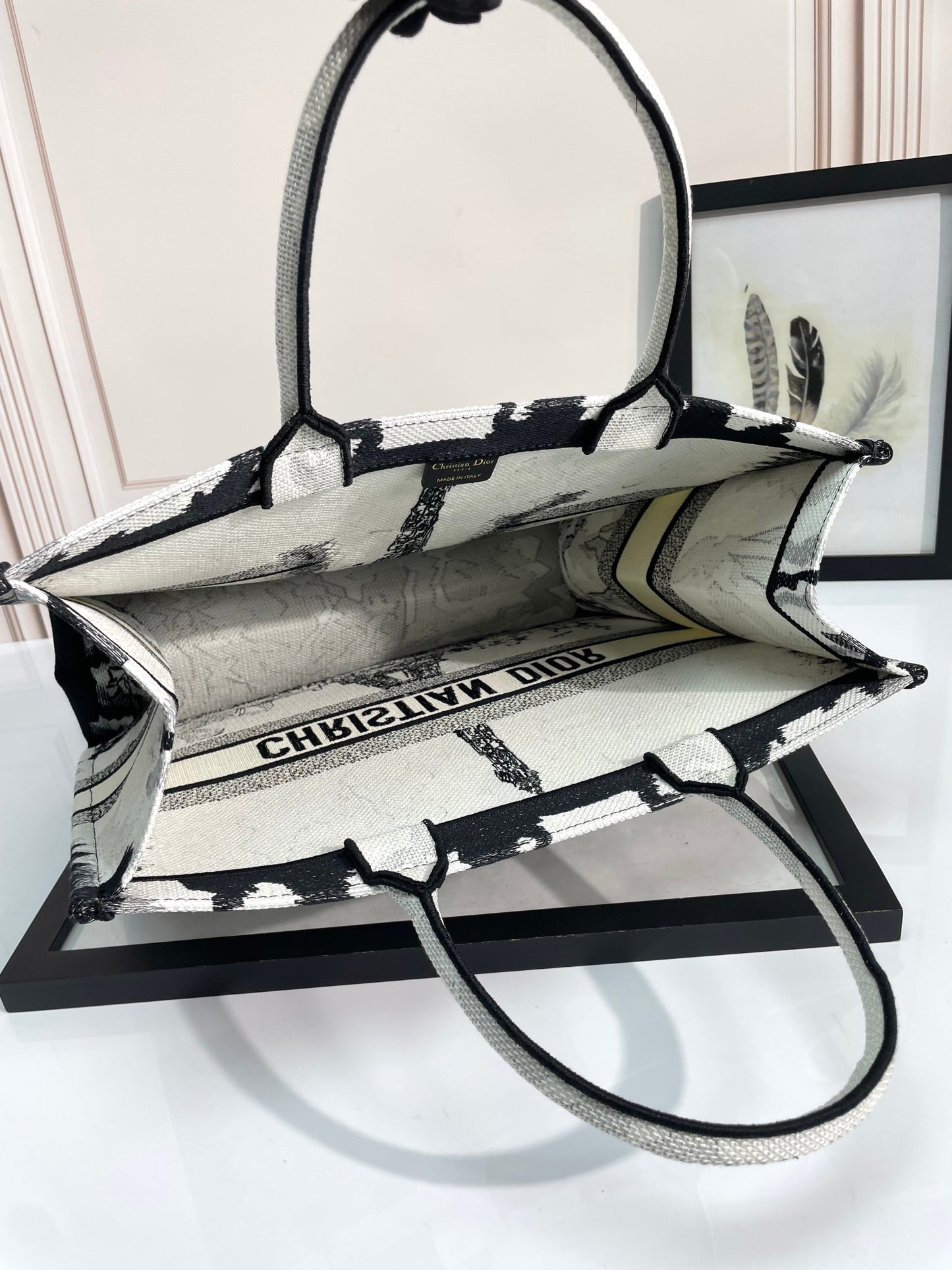 Dior Paris Eiffel Tower Print Canvas Tote Bag Vintage Shoulder Handbag