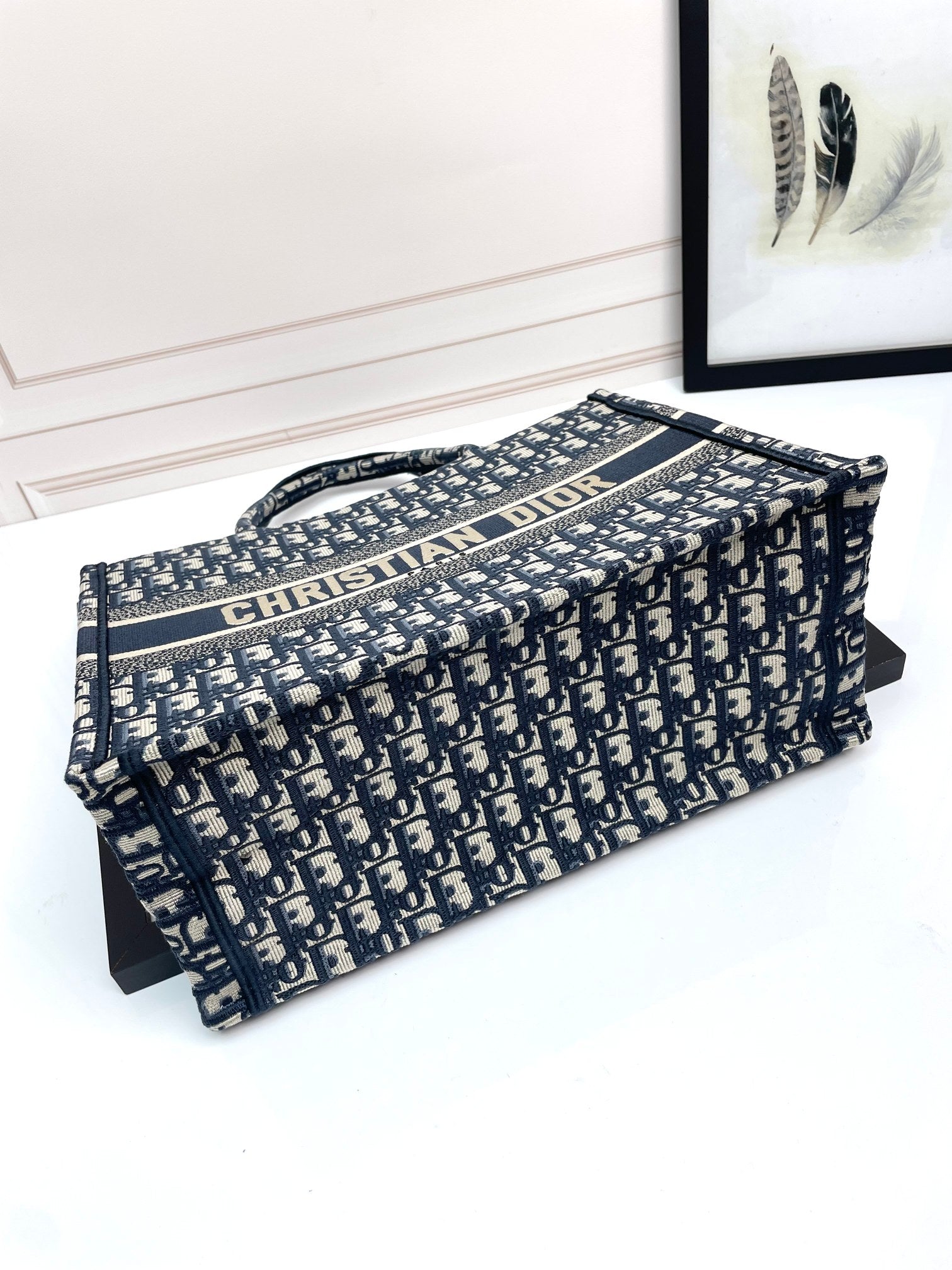 Dior Blue Monogram Canvas Tote Bag Embroidered Jacquard Shopper Handbag