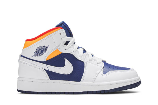( Grade School ) Air Jordan 1 Mid 'White Deep Royal Blue' 554725-131
