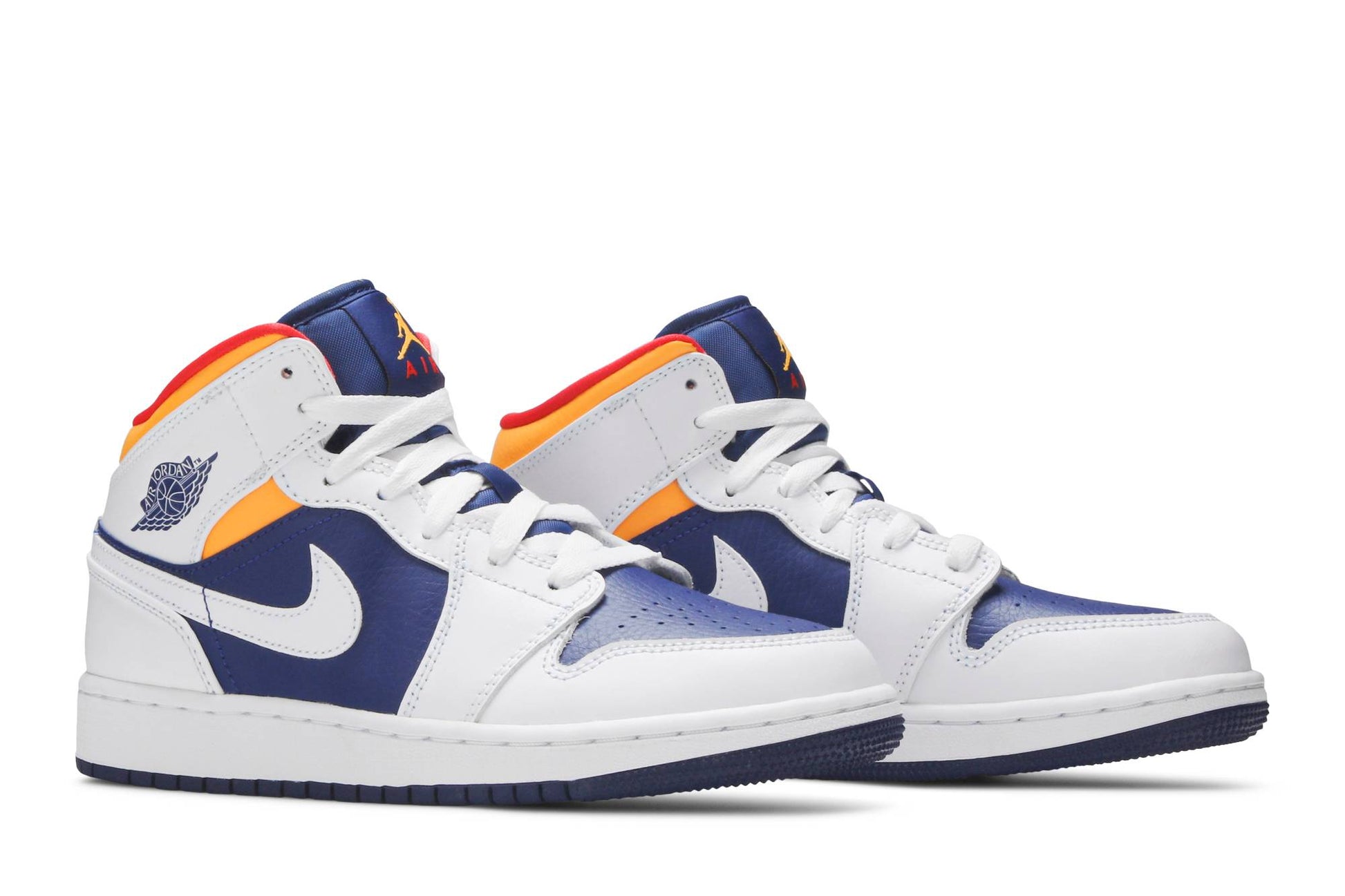 ( Grade School ) Air Jordan 1 Mid 'White Deep Royal Blue' 554725-131