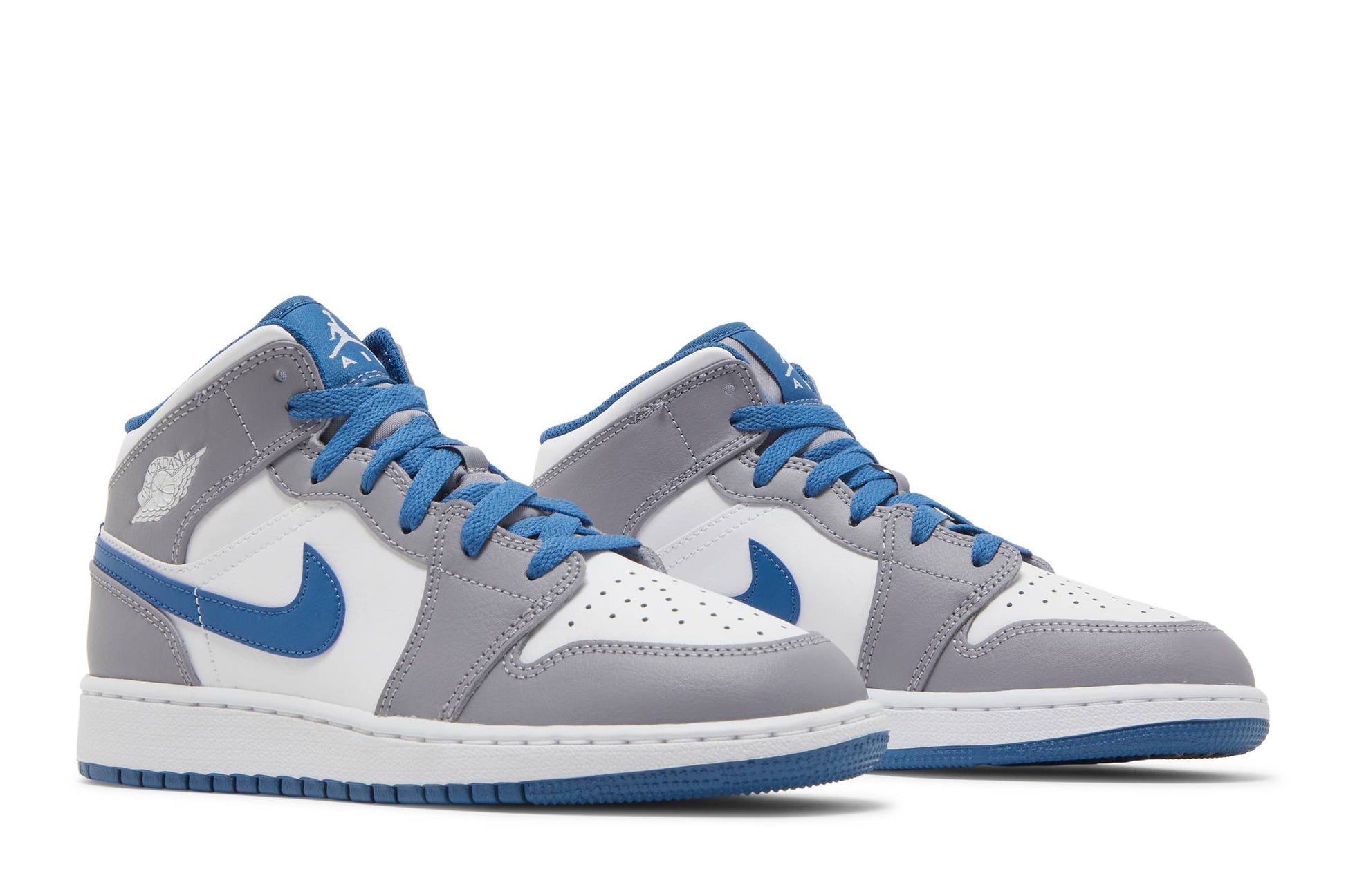 ( Grade School ) Air Jordan 1 Mid 'Cement True Blue' DQ8423-014