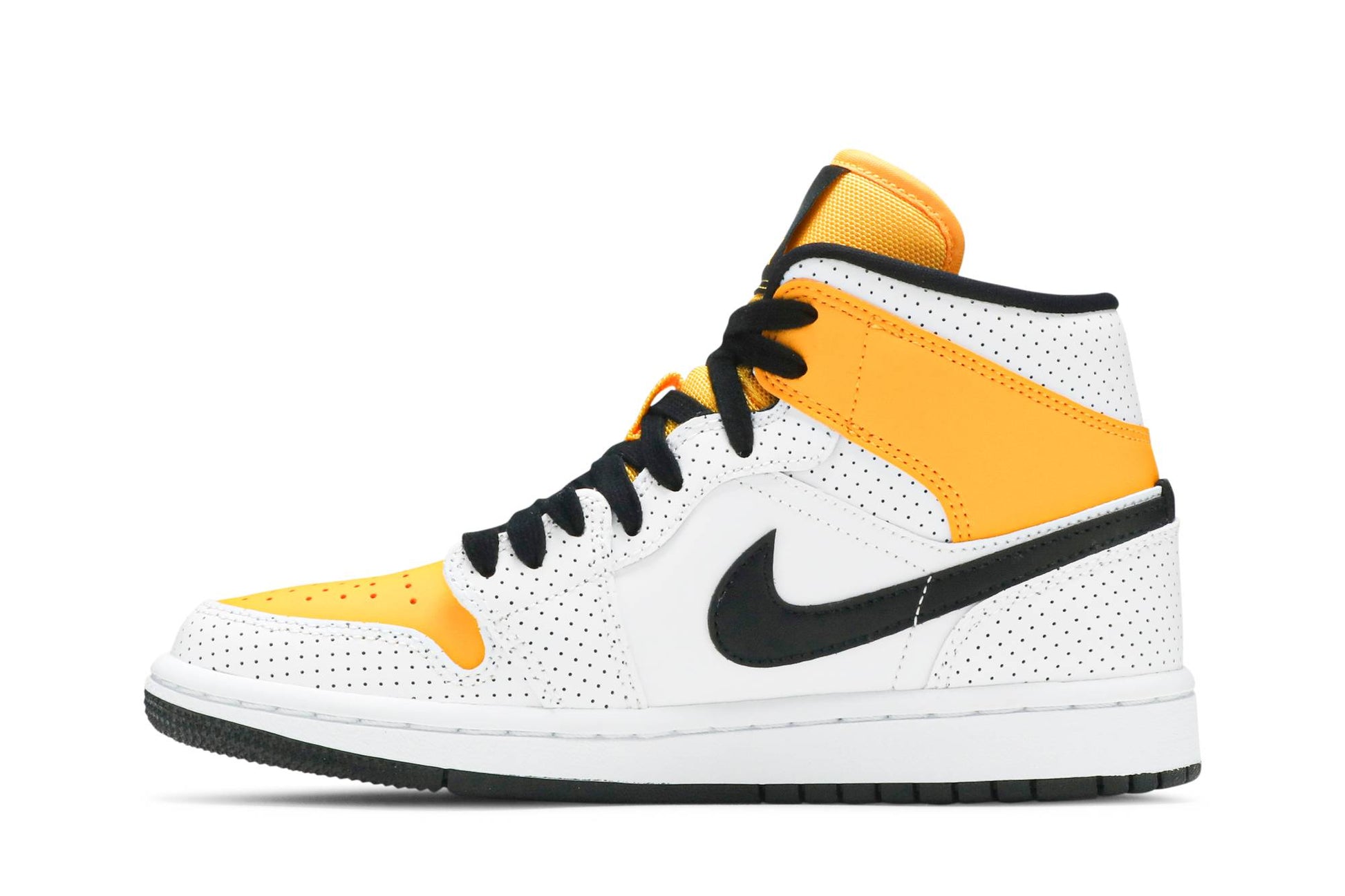 ( Women ) Air Jordan 1 Mid 'Perforated – White University Gold' BQ6472-107