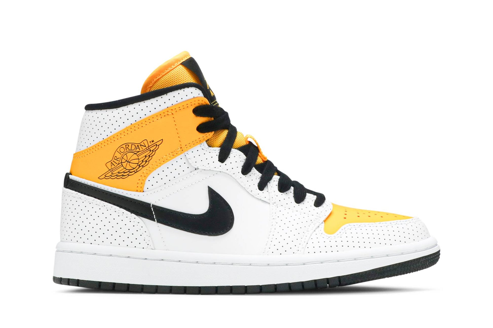 ( Women ) Air Jordan 1 Mid 'Perforated – White University Gold' BQ6472-107