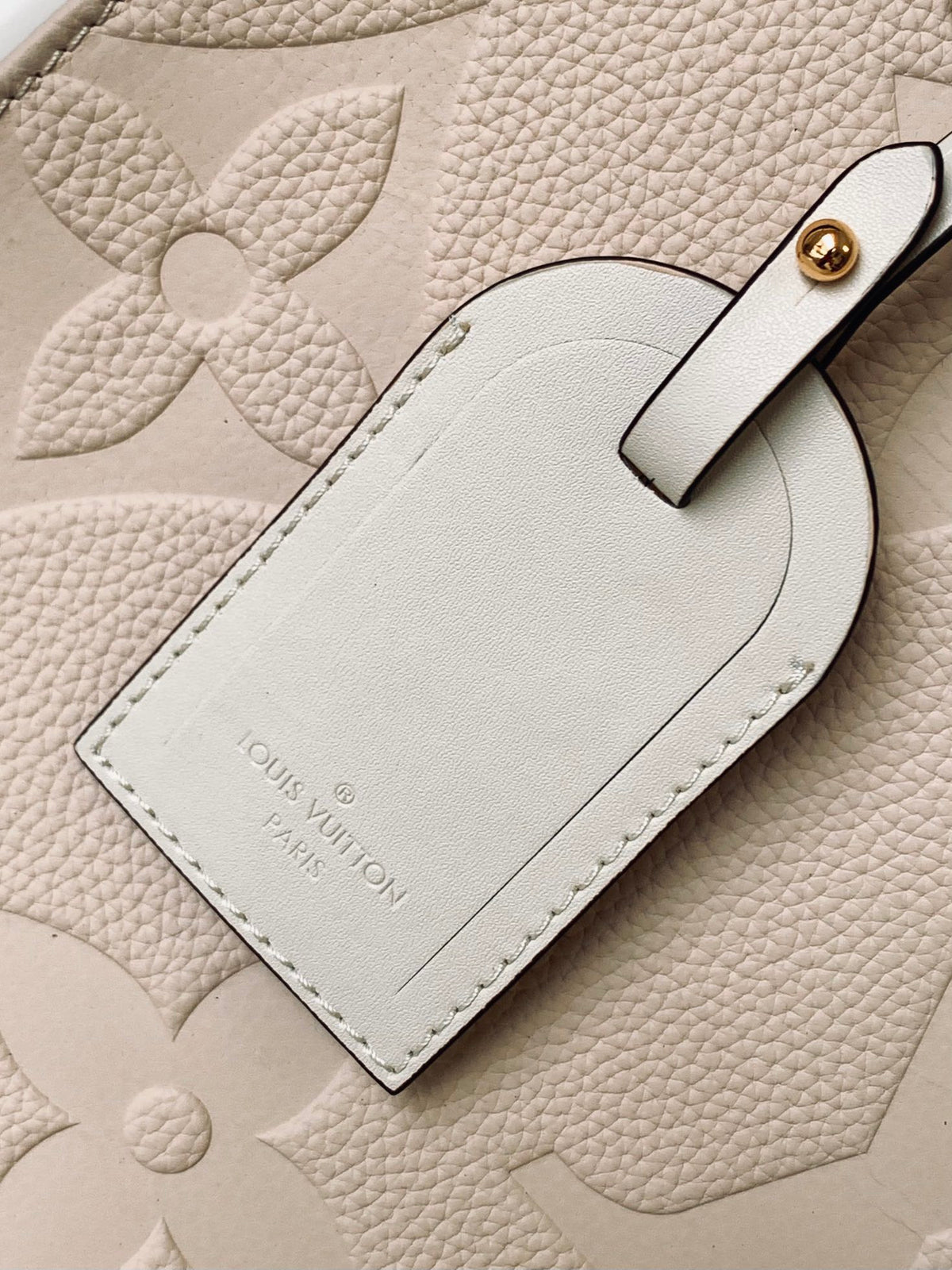 Louis Vuitton Onthego MM Monogram Empreinte Leather Tote Bag - Cream