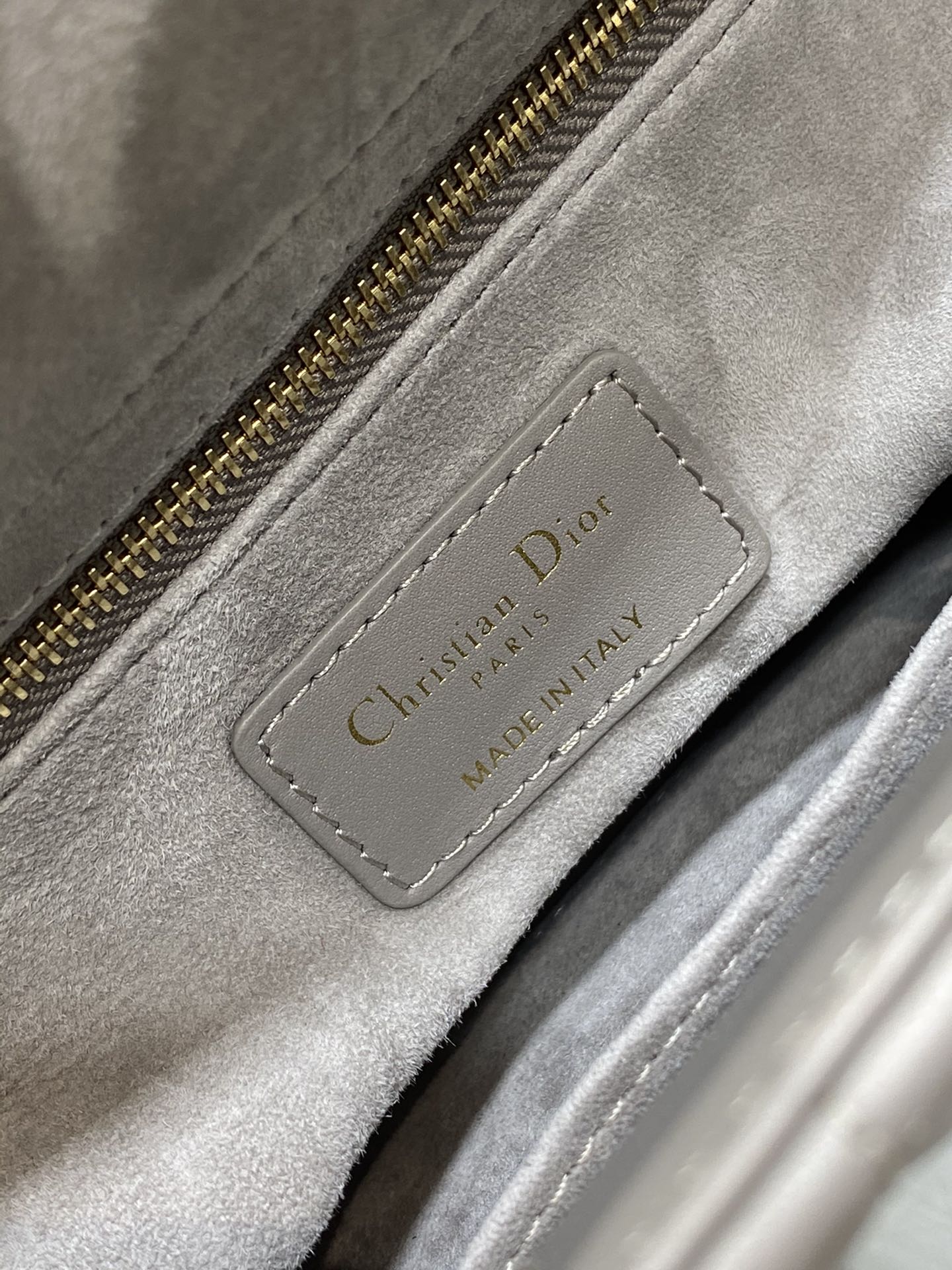 Dior Quilted Grey Leather Mini Top Handle Handbag with Gold Hardware