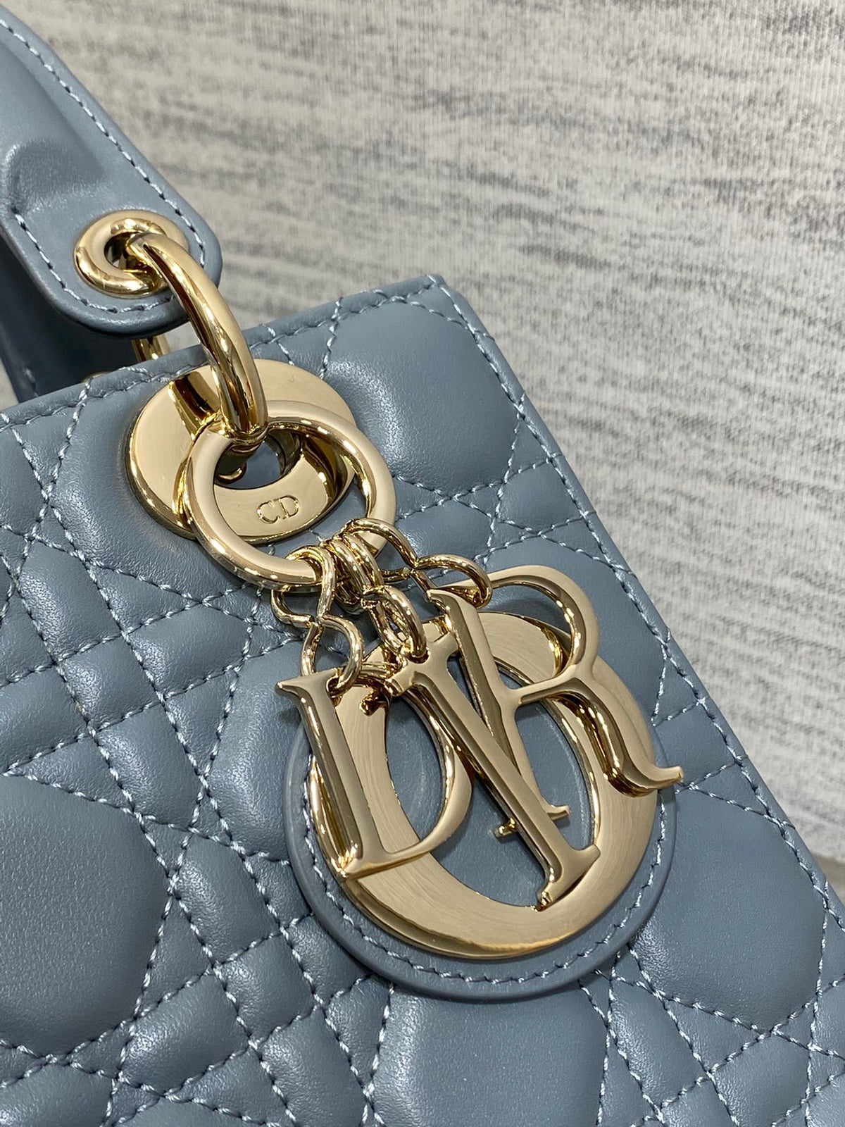 Small Lady My ABCDior Bag in Blue Cannage Lambskin