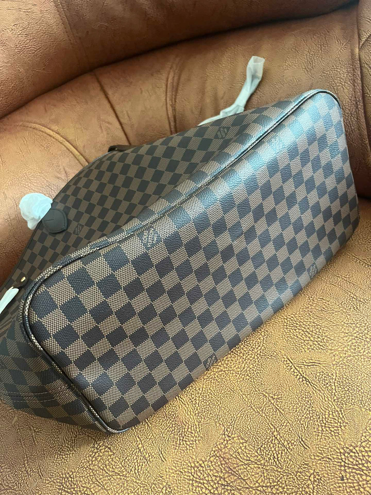 Classic Brown Checkerboard Pattern Large Tote Bag - Damier Ebene Style Shoulder Bag