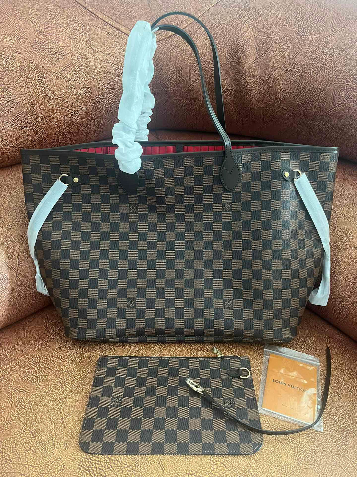Classic Brown Checkerboard Pattern Large Tote Bag - Damier Ebene Style Shoulder Bag