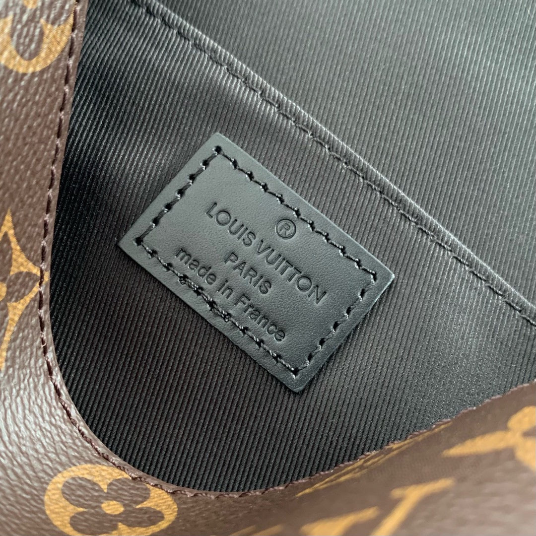 Louis Vuitton Monogram Canvas Crossbody Bag with Black Leather Trim &amp; Hardware