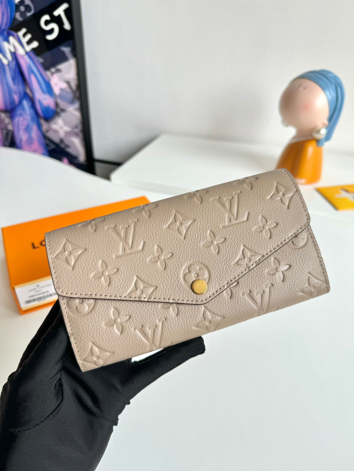 Louis Vuitton Sarah Wallet Monogram Empreinte Leather Turtledove