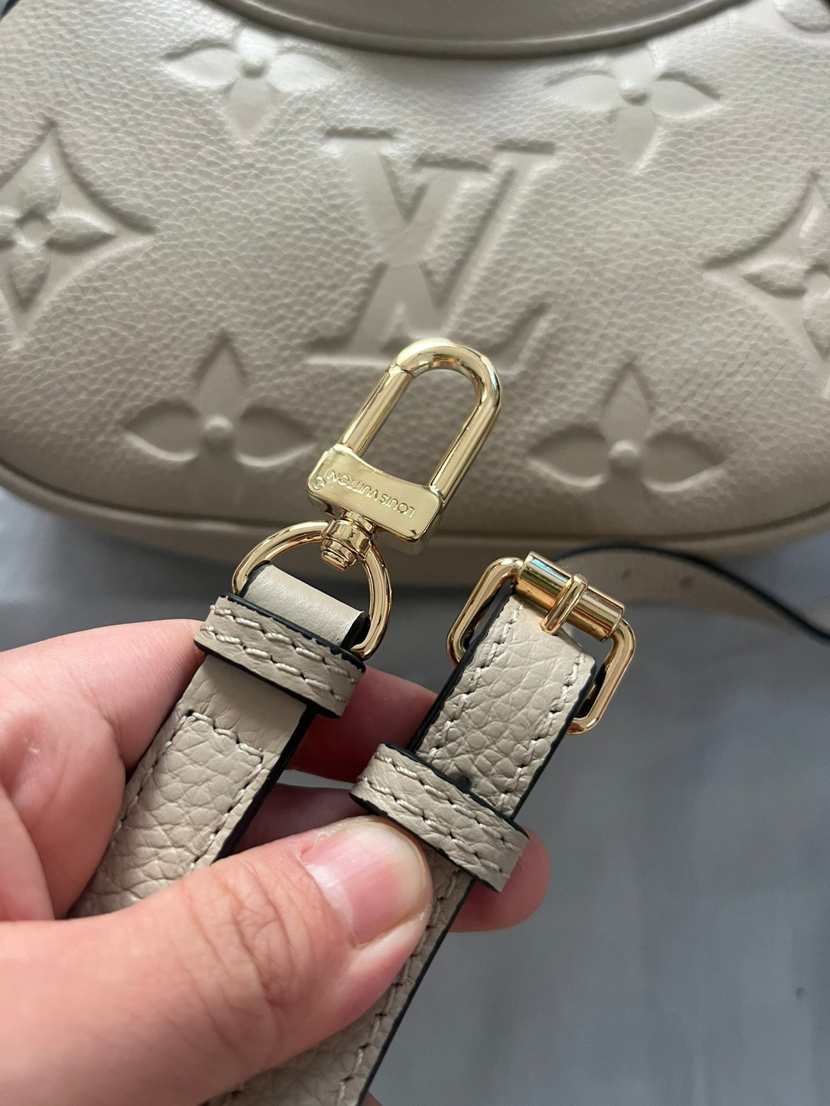 Louis Vuitton Bagatelle Monogram Empreinte Leather Cream Hobo Bag