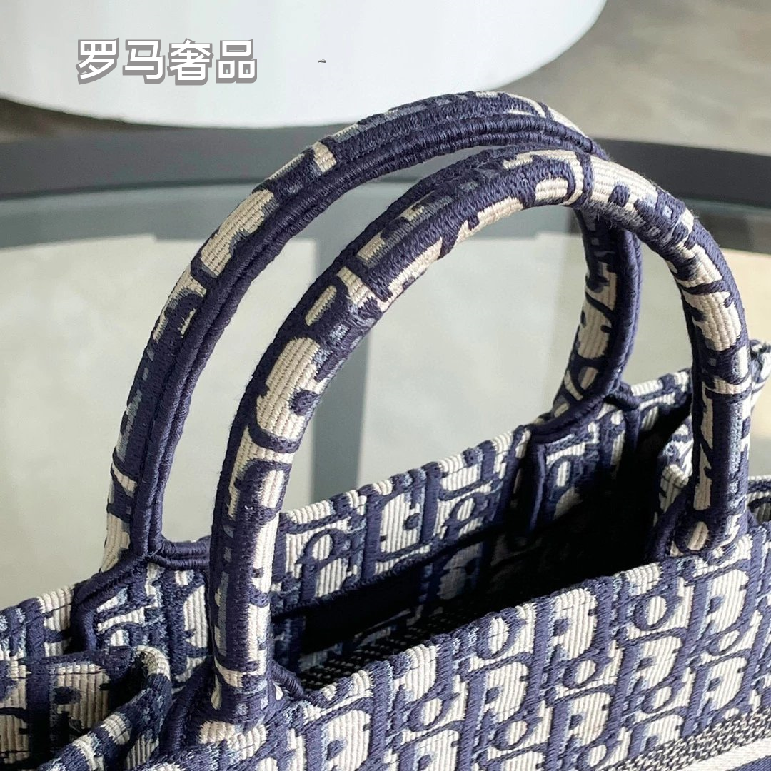 Dior Vintage Monogram Embroidered Canvas Tote Bag Luxury Travel Handbag