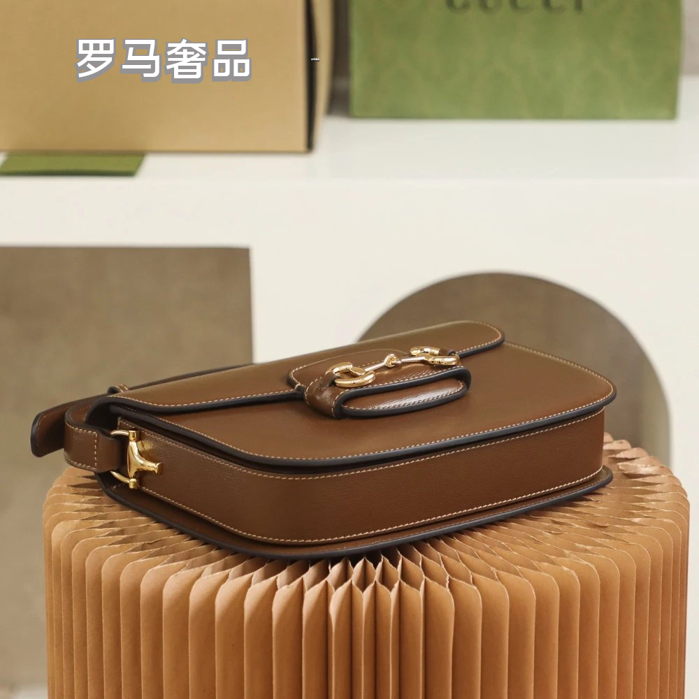 Gucci Luxury Horsebit Detail Flap Leather Crossbody Shoulder Bag