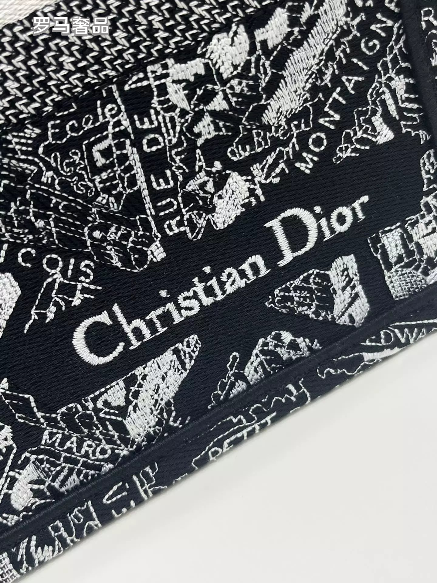Dior Black and White Paris Street Map Embroidered Canvas Tote Bag