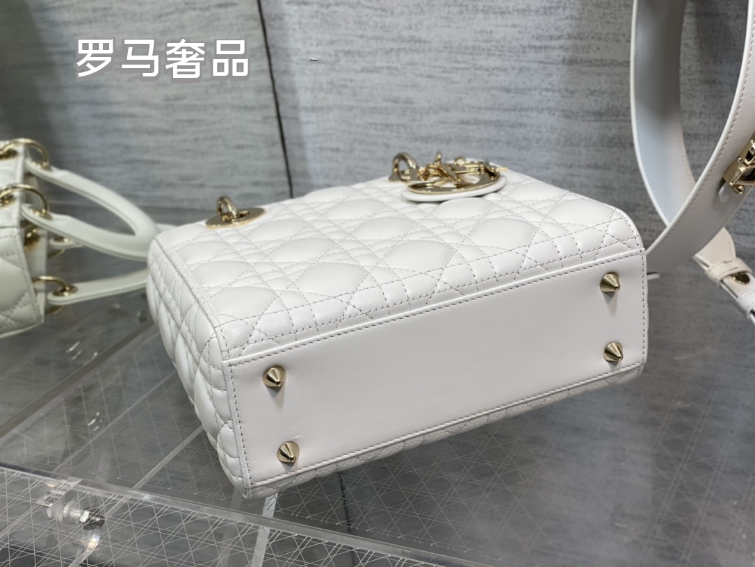 Dior Luxury Black Quilted Leather Top Handle Bag with Shoulder Strap