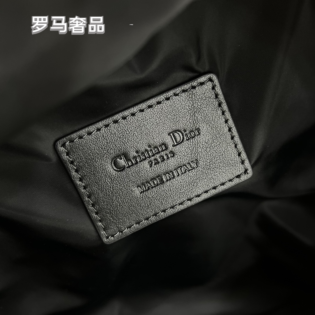 Dior Luxury Monogram Jacquard Canvas Backpack with Front Pocket Stripe